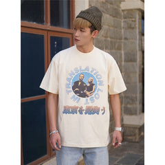 Film Star T Shirt Movie Lost in Tokyo Trendy Cotton Short Sleeve Loose round Neck American Retro T-shirt for Men