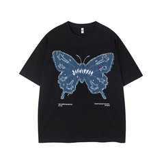 Camisas Vintage Hombre Vintage Butterfly Embroidered Oversize Top