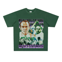 Film Star T Shirt Loose Retro Street Cotton Personality round Neck Print T-shirt