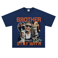 Film Star T Shirt Loose Heavy American Retro Street Cotton T-shirt Men and Women