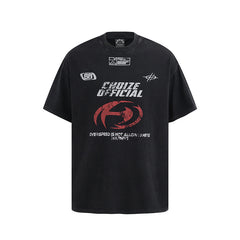 Camisas Vintage Hombre Vintage Washed Alphabet Print Short Sleeve T-Shirt