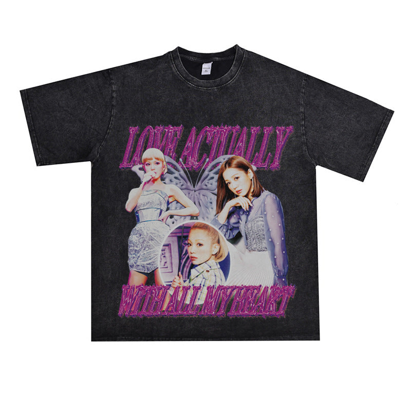 Film Star T Shirt Loose Retro Street T-shirt Men and Women Same Style