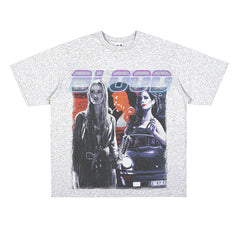 Film Star T Shirt Street Style Short Sleeve Loose Retro American Cotton Printed T-shirt