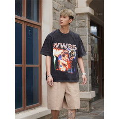 Film Star T Shirt Movie Space-Time Love Traveler Short Sleeve Loose Retro Printed T-shirt Men and Women