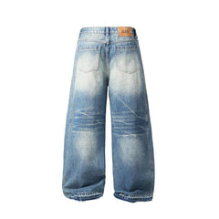 American Mens Jeans Spring and Autumn Vintage Wide Leg Loose Pants