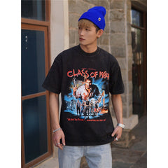 Film Star T Shirt Trendy Cotton Short Sleeve Loose American Retro T-shirt for Men and Women