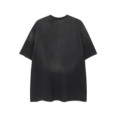 Camisas Vintage Hombre retro gradual change washed neutral wind round neck men's and women's short-sleeved T-shirt