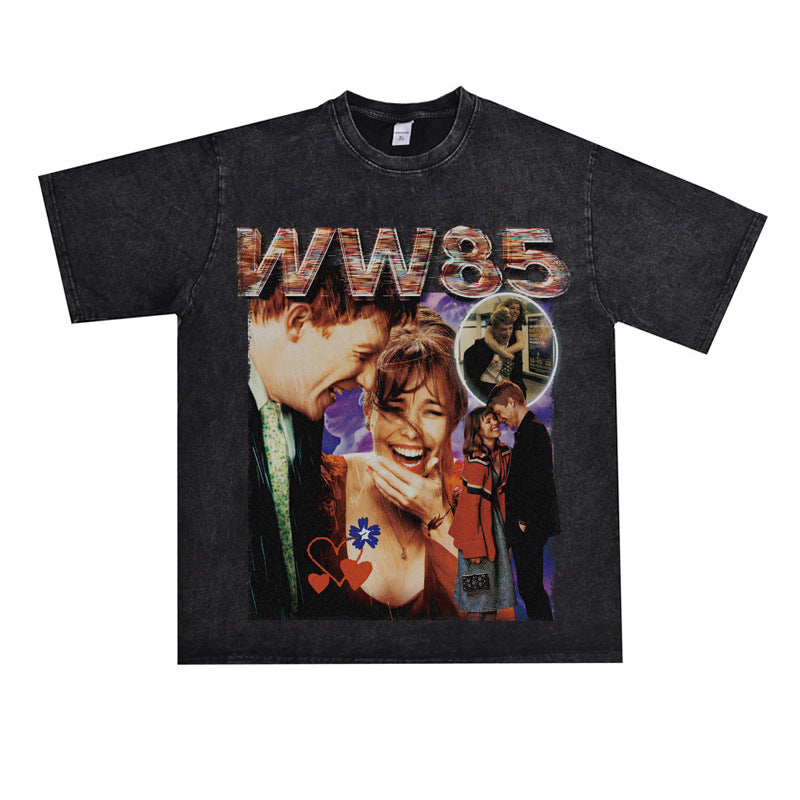 Film Star T Shirt Movie Space-Time Love Traveler Short Sleeve Loose Retro Printed T-shirt Men and Women