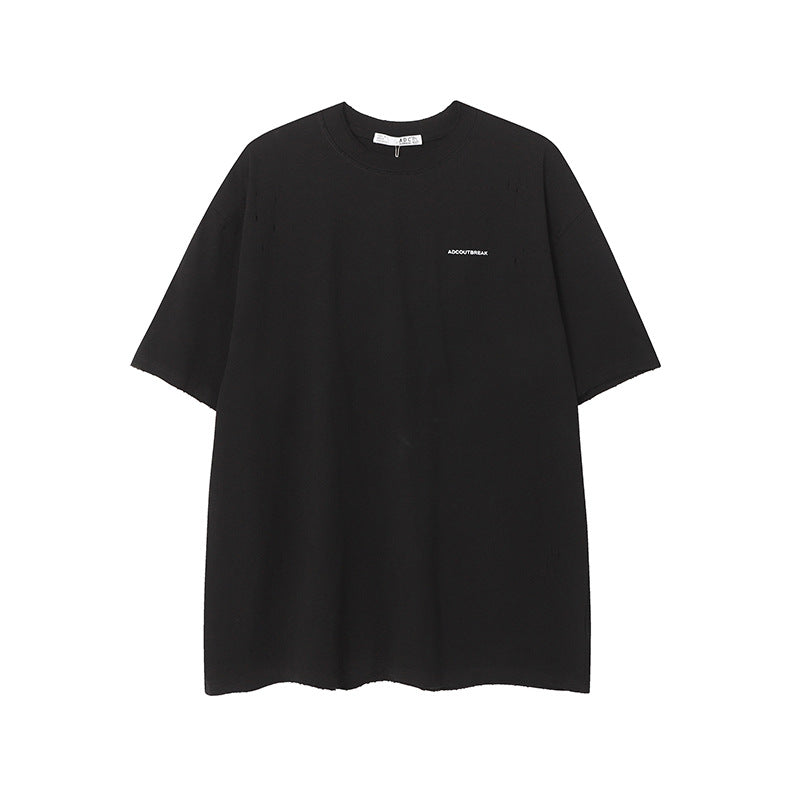 Camisas Vintage Hombre Vintage Ripped Loose Short Sleeve T-Shirt