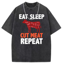 Men T Shirts Cotton short-sleeved T-shirt women's washed and old