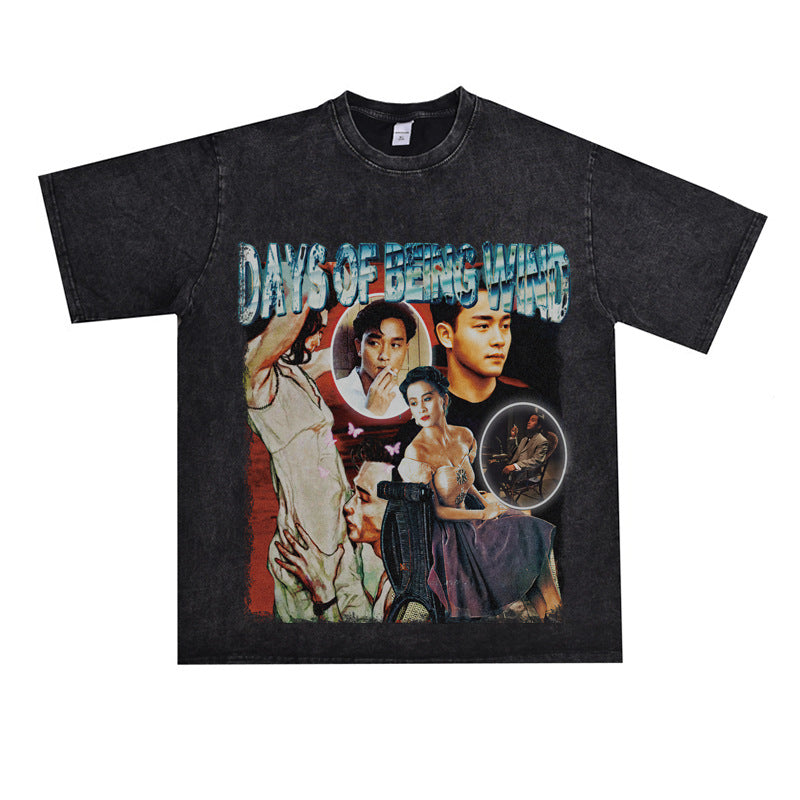 Film Star T Shirt Classic Movie Zhang Guorong Afei Short Sleeve Loose Retro Street Printing T-shirt