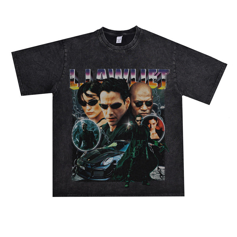 Film Star T Shirt Personalized Cotton Short Sleeve Loose American Retro Design T-shirt