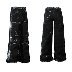 American Mens Jeans Loose oversized black jeans