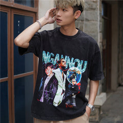 Film Star T Shirt Short Sleeve Loose Retro American Design T-shirt Men