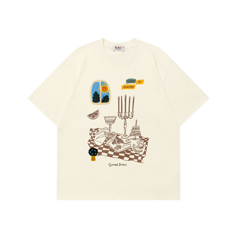 Ellie Seattle Shirt Summer Loose Wash Old Half Sleeve T-Shirt