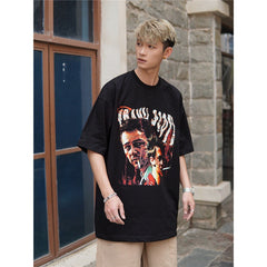 Film Star T Shirt Trendy Cotton Short Sleeve Loose round Neck Retro T-shirt for Men