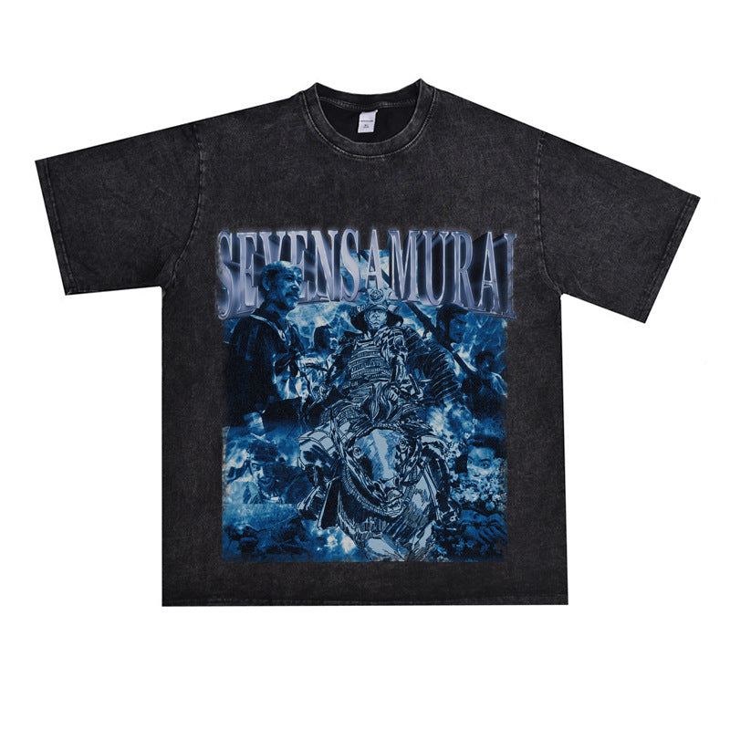 Film Star T Shirt Trendy Cotton Short Sleeve Loose round Neck Retro T-shirt for Men and Women