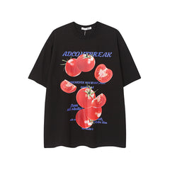 Camisas Vintage Hombre Vintage Tomato Print Short Sleeve T-Shirt oversize