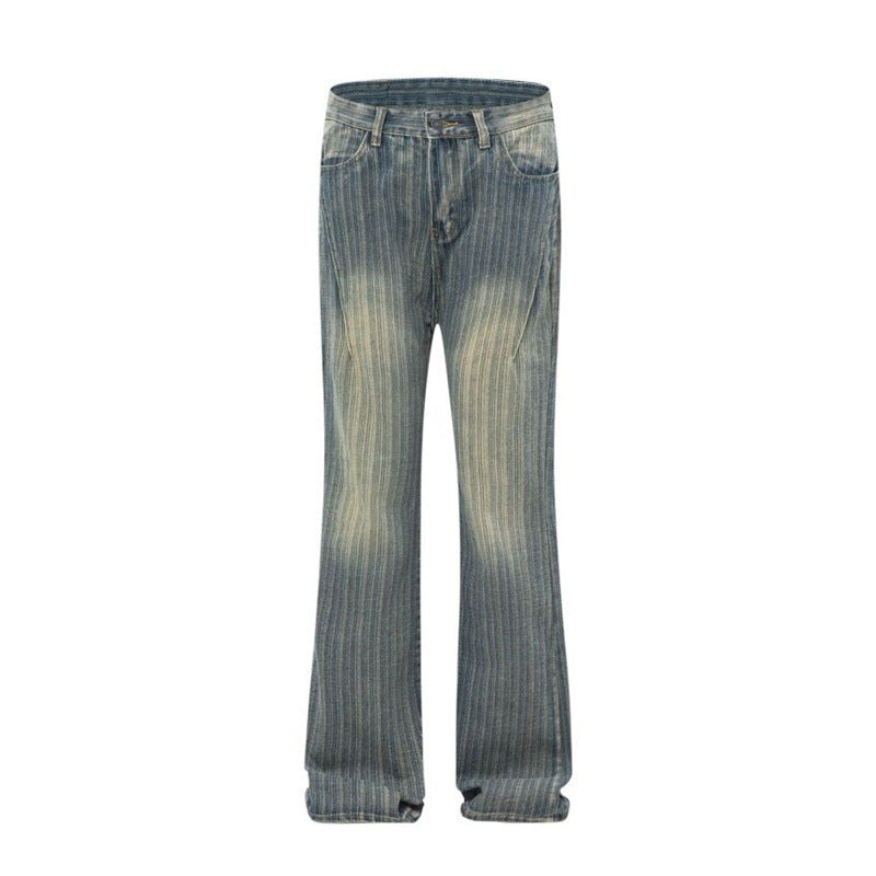 American Mens Jeans Vintage Washed Wide Leg Jeans