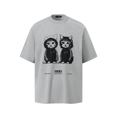 80s Casual Classics Shirts Retro Cat Print Short Sleeve T-Shirt