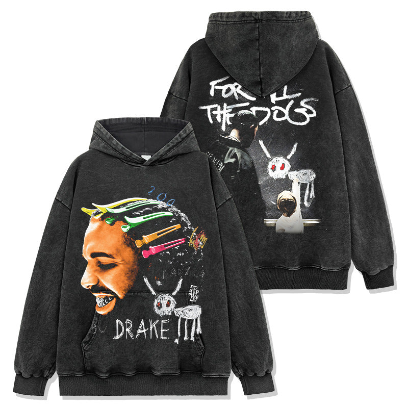 Drake Hoodie Double Sided Printed Short Sleeve
