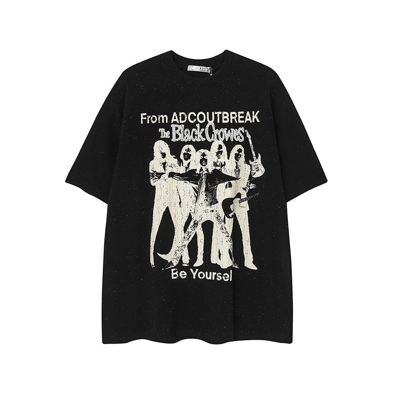 Camisas Vintage Hombre Vintage Heavy Craft Print Short Sleeve T-Shirt