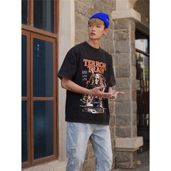 Film Star T Shirt Horror Movie Death Train Pure Cotton Loose Nostalgic Short Sleeve Trendy T-shirt Men and Women