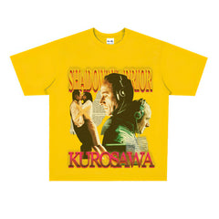 Film Star T Shirt Loose Heavy Retro Street Cotton T-shirt for Men and Women