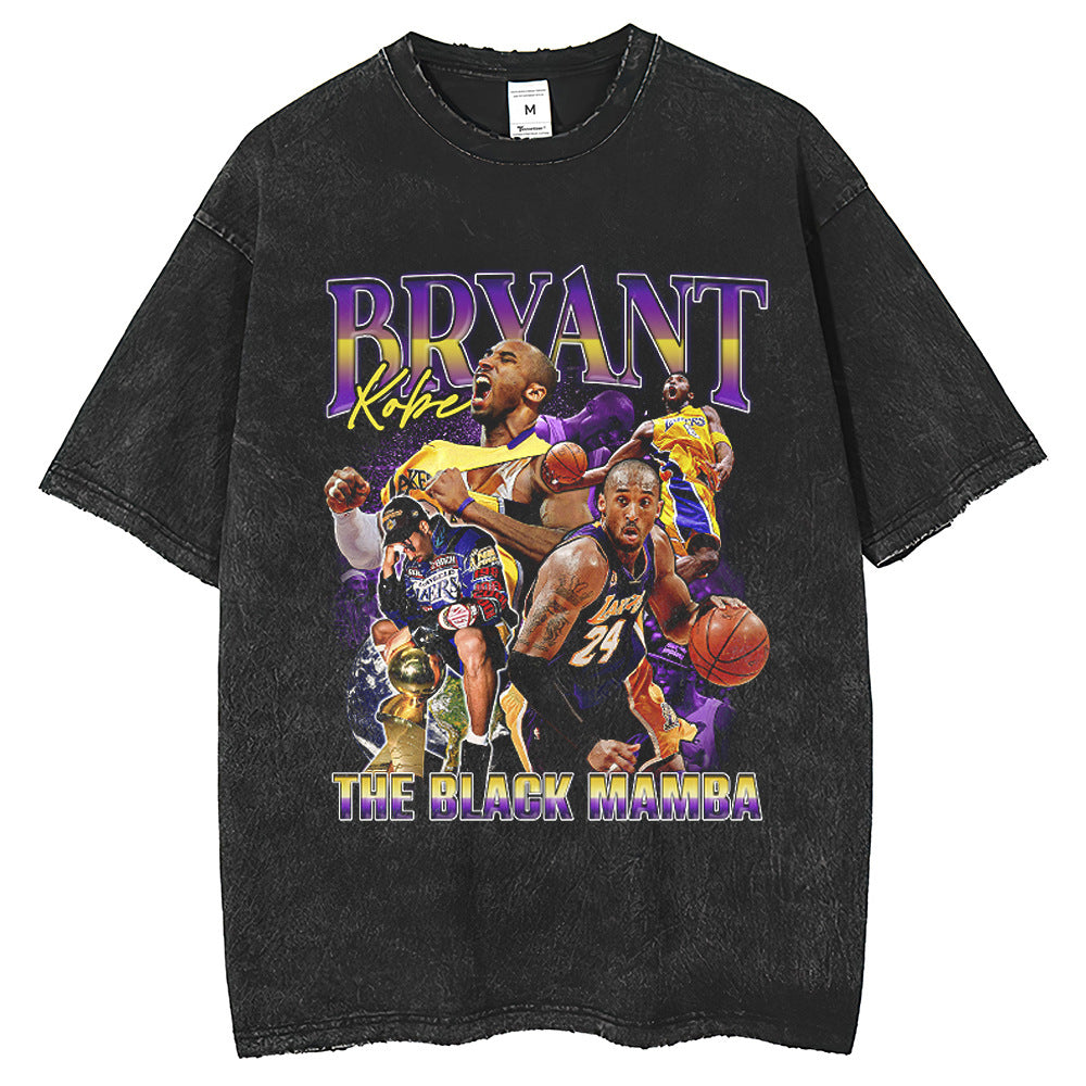 Men T Shirts Printed Vintage Hip Hop Wash Old