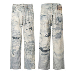 American Mens Jeans Washed Printed Wide Leg Jeans