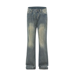 American Mens Jeans Vintage Washed Wide Leg Jeans
