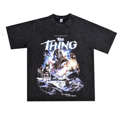 Film Star T Shirt Cotton Loose Nostalgic Short Sleeve American Retro Fashion Printed T-shirt for Men