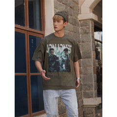 Film Star T Shirt Cotton Short Sleeve Loose Retro American Design T-shirt Men