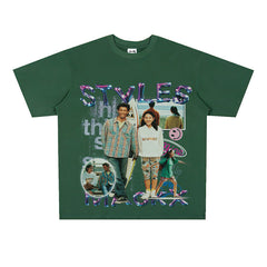 Film Star T Shirt Loose Heavy Crew Neck Street T-shirt