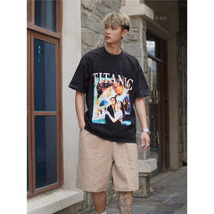 Film Star T Shirt Movie Titanic Street Style Short Sleeve Loose Retro American Print T-shirt Men and Women