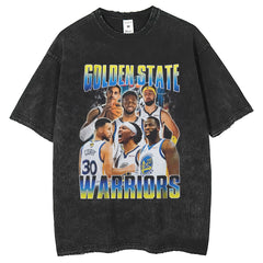 Men T Shirts Old Loose Short Sleeve T Golden State Warriors Print Retro T-Shirt