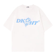 Camisas Vintage Hombre Alphabet Dragon Print Short Sleeve T-Shirt oversize