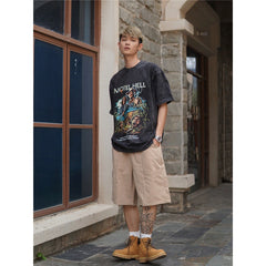 Film Star T Shirt European Pure Cotton Loose Short Sleeve Retro Trendy Printed T-shirt for Men