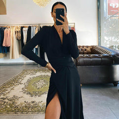 Emily Ratajkowski Dress Slim Fit Slit Sexy Temperament Dress