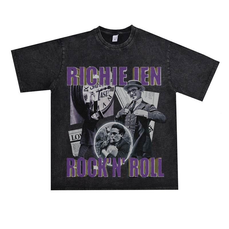 Film Star T Shirt Movie Safe to Lower Loose Retro Street Cotton T-shirt Men and Women