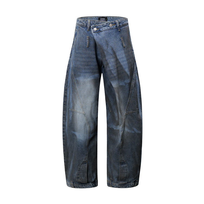 American Mens Jeans Washed Old Jeans