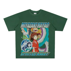 Film Star T Shirt Japanese Classic Anime Spirited Away Loose-Fitting Pure Cotton T-shirt Men and Women