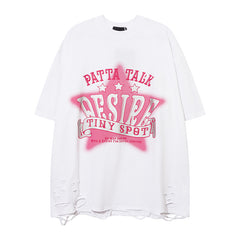 Camisas Vintage Hombre Vintage Star Letter Print Crew Neck Short Sleeve T-Shirt