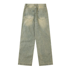 American Mens Jeans Wash Ripped Denim Straight Pants