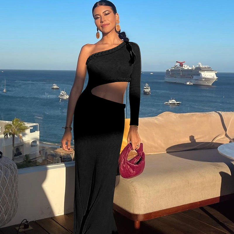 Emily Ratajkowski Dress Hollow Sheath Long Sleeve Fishtail Dress