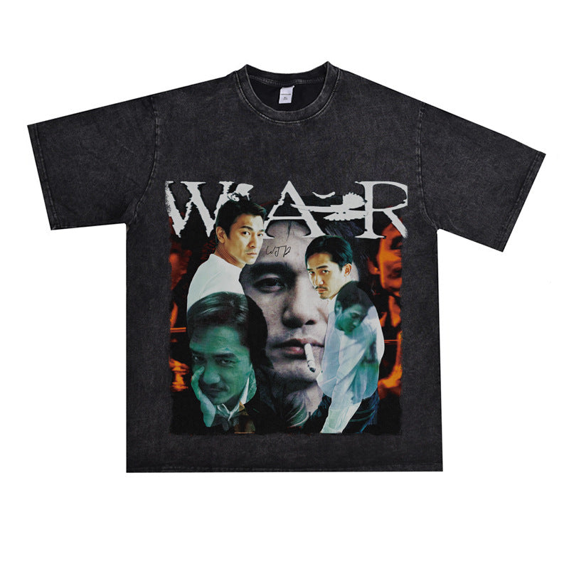 Film Star T Shirt Movie Andy Lau Short Sleeve Loose Retro American Street T-shirt