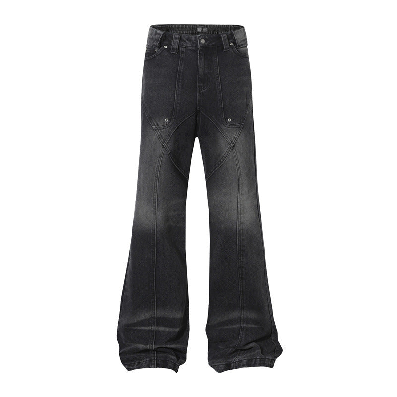 American Men Jeans Retro Jeans Straight Loose Wash Jeans