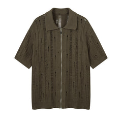 80s Casual Classics Shirts Knitted Short Sleeve Sweater Shirts