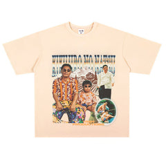 Film Star T Shirt Summer Loose Heavy round Neck Street T-shirt Men and Women