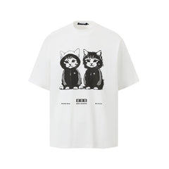 80s Casual Classics Shirts Retro Cat Print Short Sleeve T-Shirt